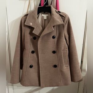 H&M Tan Double-Breasted Peacoat